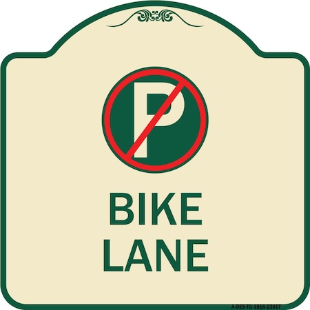 Signmission No Parking Symbol Bike Lane Heavy-Gauge Aluminum Architectural Sign, 18" x 18", TG-1818-23817 A-DES-TG-1818-23817